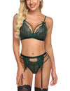 Sencia Women Lingerie Set Lace Teddy Strap Babydoll Bodysuit Bra Panty Lingerie with Garter Belts and Black Stocking